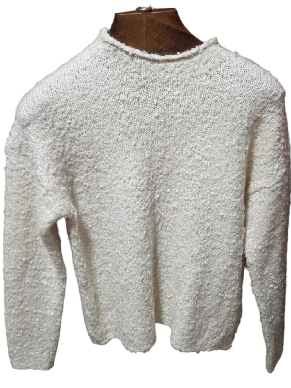 J Crew Bouclé Roll Mock Neck Cream Alpacela Blend Sweater Size Medium New!